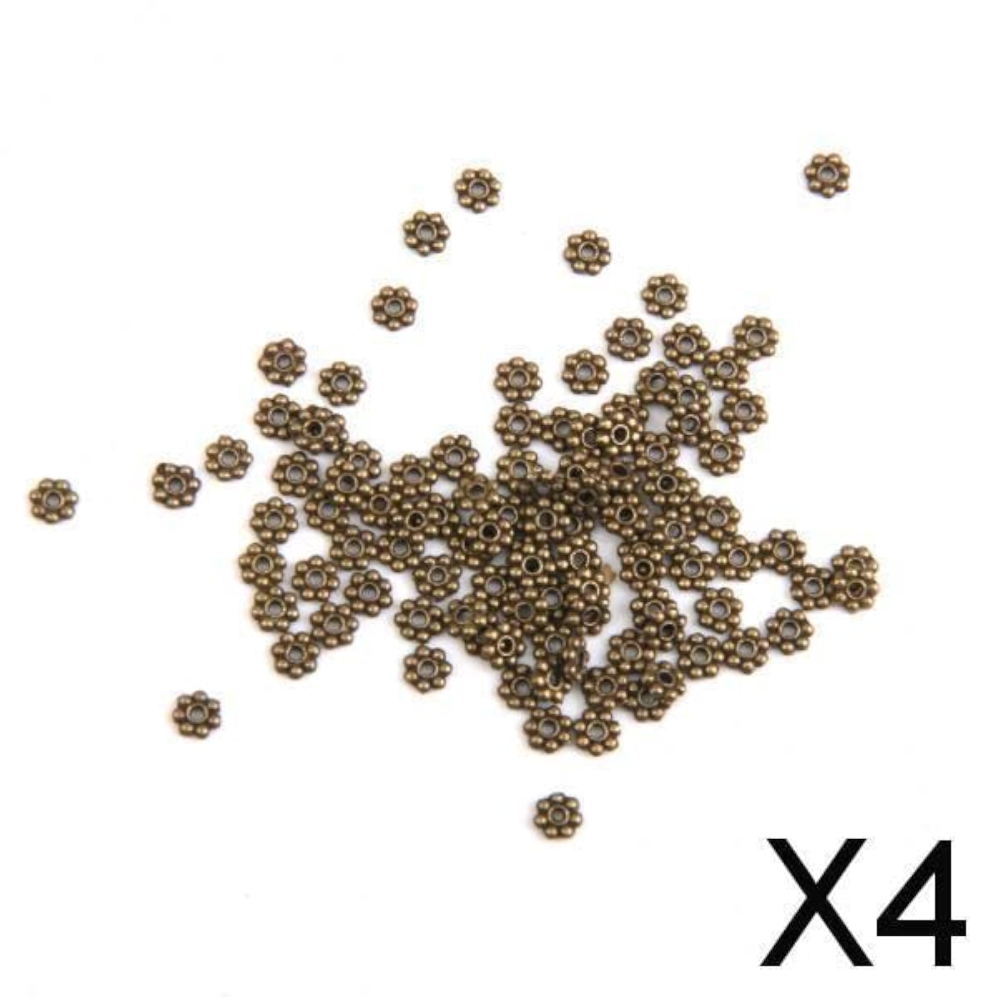 Snowflake Flower Spacer Beads Charms for DIY Crafts 4mm Bronze