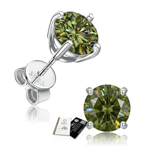 Green Moissanite Earrings，1.0ct D Color VVS1 Clarity Solitaire Round Cut Earrings S925 Sterling Silver for Women Men Moissanite Stud Earrings, S925 Silver Jewelry Gift with Gift Box Christmas Gift