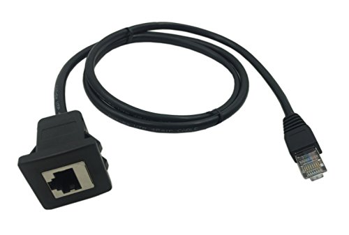 Cerrxian Rj45 Male To Female Lan Ethernet Network Cat 5E Panel Mount Cable (Black)(1M) #TOP1