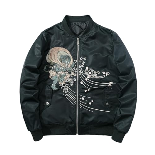 Manteau homme style chinois tendance nationale : flight jacket brodé de mi-saison
