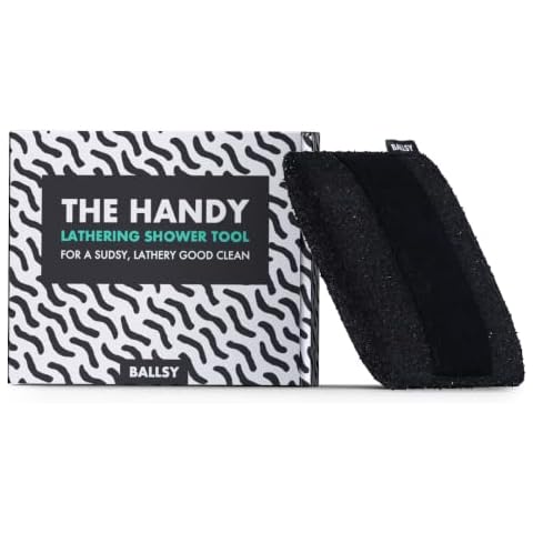 Ballsy Handy Shower Tool Sponge for Generating Extra Suds, with Gently Exfoliating Design Cover