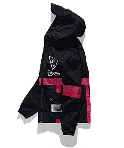 AITFINEISM Men's Lightweight Windbreaker Casual Drawstring Hooded Zip Jackets (Medium, Black) - Thumbnail 3
