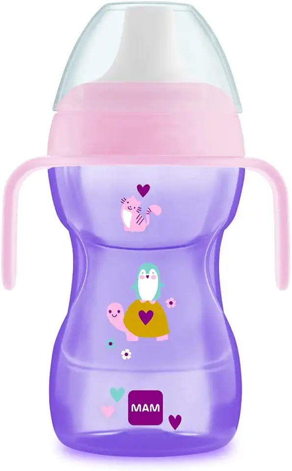 MAM Baby 1 Copo Fun to Drink 270ml Com Bocal Rígido e Válvula Antivazamento, para Bebês a partir de 8 meses Com Formato Ergonômico e Fácil de Segurar, Rosa