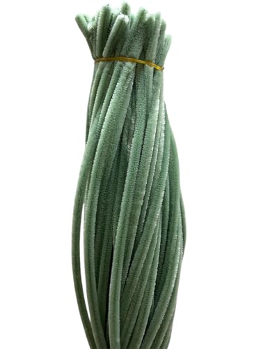 Image of 100Pc Pipe Cleaners Craft Set | Chenille Stem Fuzzy Sticks DIY Craft Supplies for Art Projects Activities, Decorations, Flower Making, Modeling & Sculpting (Pista Green)