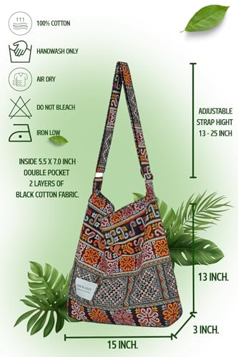 Bolso Bandolera Hobo de Algodón para Mujer miniatura 5