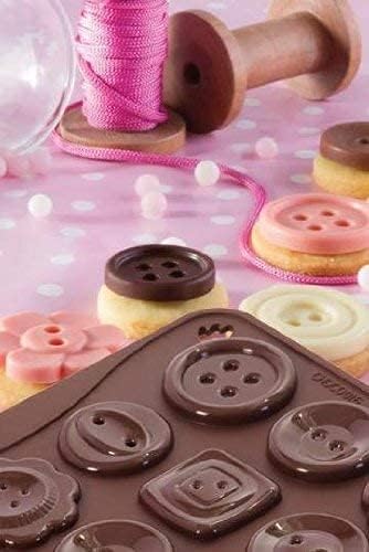 Selecto Bake 16 Buttons Silicone Chocolate Mould, Cake Topper Decoration Fondant Sugarcraft Mold