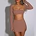 Azhong Women’s 2 Piece Set Long Sleeve Square Neck Crop Top Bodycon Mini Club Party Skirt Set