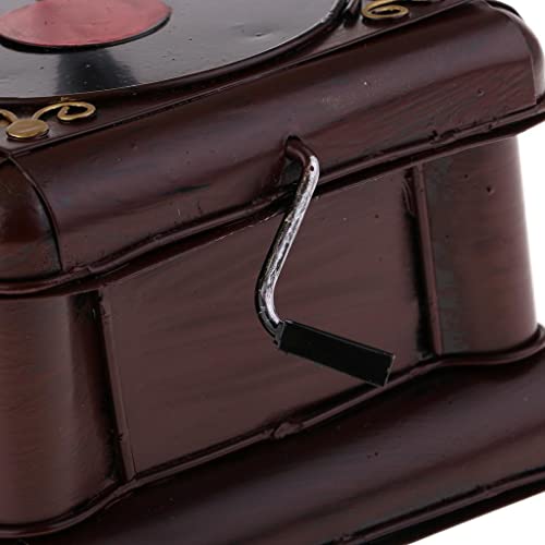 Gramophone miniature rétro harayaa en fer objet décoration maison doré - 5