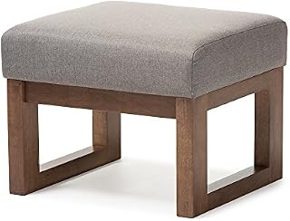 Baxton Studio Yashiya Mid Century Retro Modern Fabric Upholstered Ottoman Stool, Grey