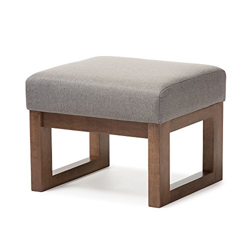 Baxton Studio Yashiya Mid Century Retro Modern Fabric Upholstered Ottoman Stool, Grey