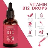 CALIU GUMMY Flüssige Vitamin B12 Tropfen | 100 ml | 500 mcg pro Tropfen Methylcobalamin & Adenosylcobalamin | Für Veganer & Vegetarier | Sublinguale Formel für maximale Absorption & Energie