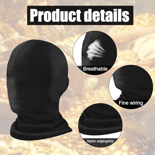 Black Full Face Mask, 2 PCS Halloween Full Black Mask Full Face Cover Spandex Lycra Hood, Faceless Morph Head Cover for Cosplay Costume Party Unisex Adult Men Women - Image 4