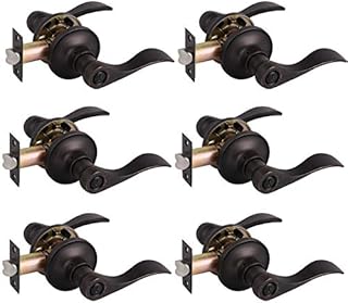 Gobrico 6 Pack Oil Rubbed Bronze Privacy Door Levers for Bathroom Bedroom, Keyless Door Locksets Knobs, Interior Door Handles with Lock, Drop Lever Style