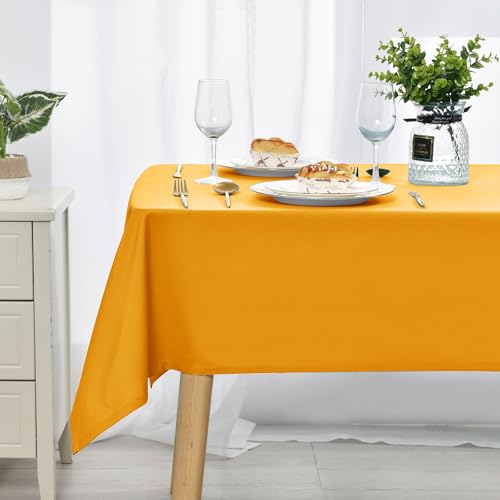 DWCN Gelb Tischdecke Outdoor Wetterfest 140x110cm Fleckschutz Abwaschbar – Ansicht 3