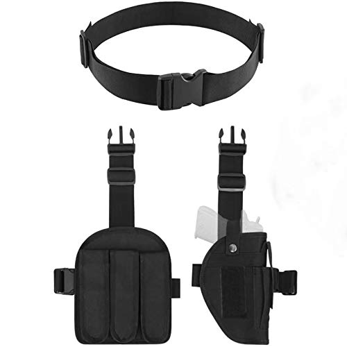 AIRSSON Drop Leg Holster, Tactical Pistol Holster,Adjustable Right Handed Gun Holster with Left Handed Magazine Pouch, Utility Belt Sets
