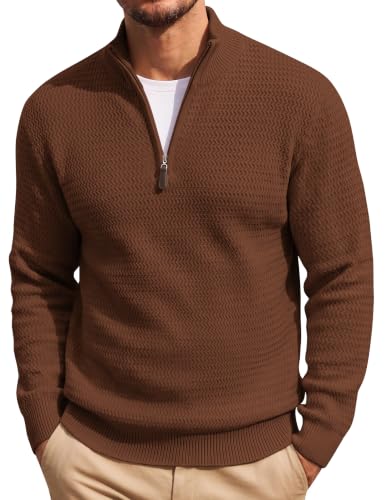 COOFANDY Men's Half Zip Sweater Casual 1/4 Zip Up Knitted Pullover Sweaters