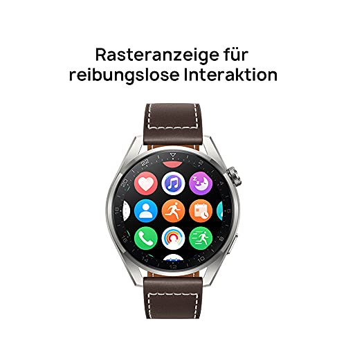 HUAWEI WATCH 3 Pro - 4G Smartwatch, 1.43'' AMOLED Display, eSIM Telefonie, 5 Tage Akkulaufzeit, 24/7 SpO2 & Herzfrequenzmessung, GPS, 5ATM, 30 Monate Garantie, braunes Lederarmband - Image 6