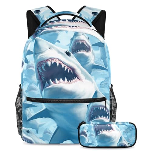 Sac d'école requin pour la randonnée et les sorties des adolescents