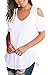 SMALNNIE Cold Shoulder Tshirts for Women Loose Fit Basic Tops and Blouse White XL