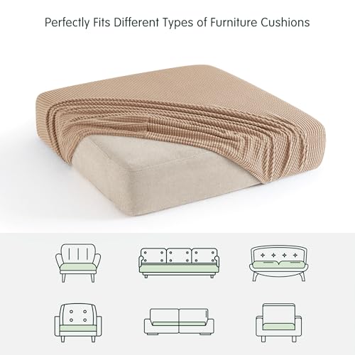 Image of CHUN YI 2PC Stretch Couch Cushion Covers, Sofa Seat Slipcovers Suitable for Armchair Loveseat Sofa with Spandex Jacquard Fabric(2pc,Camel)