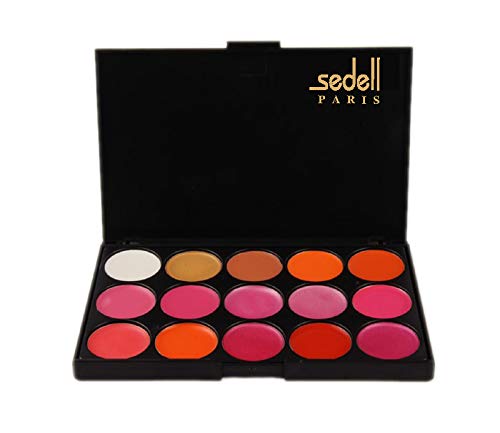 Sedell Professional Long Lasting Waterproof Matte Lipstick Palette Set Of 15, Multicolor, 2 g