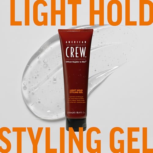 American Crew - Light Hold Gel, Gel de peinado con protección térmica para hombre, fijación ligera, aporta volúmen y brillo, con estracto de ginseng y salvia, 250ml