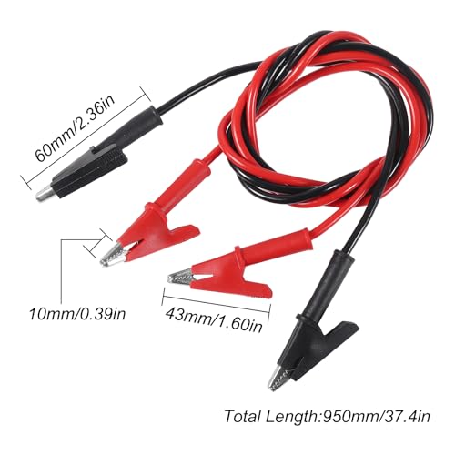 Image of 4pcs Alligator Clips Electrical Test Leads Dual Ended Crocodile Wire Cable Double-Ended Alligator Clip Test Leads Jumper Wire for Electrical Test (2 Red+2 Black)