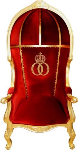 Casa Padrino Balle Baroque à pompons Bordeaux / noir/doré avec couronne pailletée – Fauteuil Baroque design by Harald Glööckler