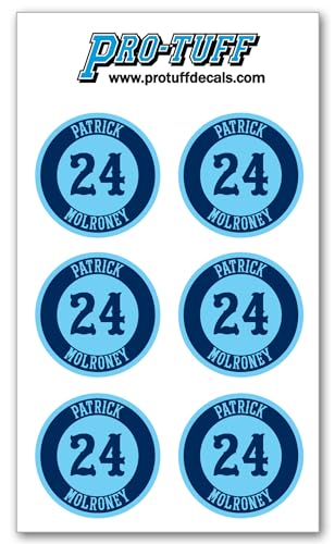 Bat Knob Decals for Baseball Softball Traditional Old Fashioned Letters Number Bats Handle Stickers Set of 4 (Light Blue/Navy)