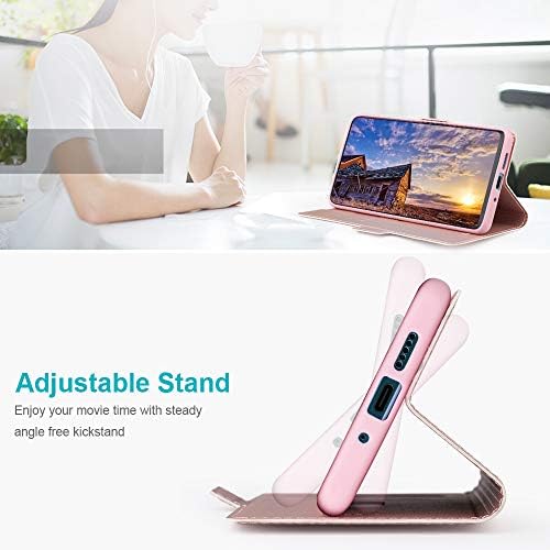 Aunote Huawei P30 Pro Phone Case, Huawei P30 Pro Wallet Flip Case with Card Holder, Card Slot, Ultra Slim, Kickstand. PU Leather Phone Cover Huawei P30 Pro. Rose Gold