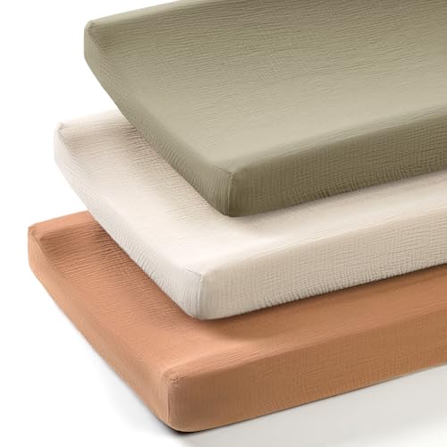 Image of lulumoon Muslin Changing Pad Cover: Baby Diaper Changing Table Pad Cover - Changing Pad Sheets for Girls Boys