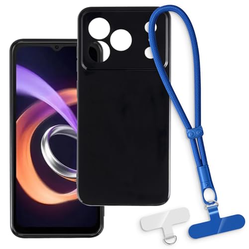 OAGELIM 2-in-1�ی�P�[�X�ƃ��X�g�X�g���b�v Doogee Note 56 Pro �Ƃ̌݊������� ���O���\�ȃ��j���[�h�t���d�b�J�o�[�A����~�ߕ����h�~�O���b�v�n���h�� (�u���b�N + �u���[)