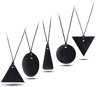 Heka Naturals Shungite Crystal Necklace Pendant Set - Spiritual Jewellery & Chakra Necklace - Trendy Jewellery Healing Crystals Black Necklace for Negative Energy Protection