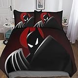  SHARRB Batman Parure De Lit - 3 Pièces - Impression 3D - Héros Housse De Couette - avec Taies d\'oreiller - avec Fermeture À Glissière - pour Homme Et Femme King（220x240cm）