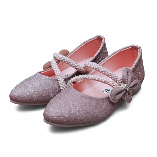 Image of Girls' Patent Mary Jane Shoes with Floral Embellishment, Attractive Colour's, Pearl Flower Welcro Glittery Bellies