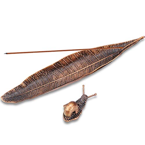 Bruleur Encens & Feuille Porte-Encens, Doré Porte Encens et Escargot Support Encens Baton