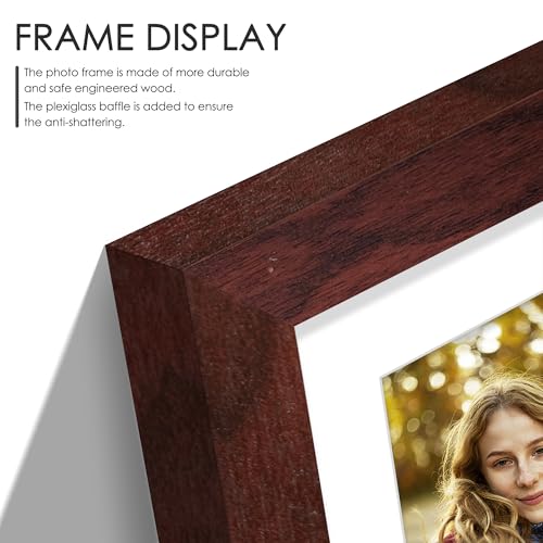 Image of DUENPY 8x16 Collage Picture Frame 5x7 Collage Picture Frame Displays Three 5x7 inch Photos or 8x16 (Without Mat) for Available Horizontal Wall Mounting Display and Vertical Redwood