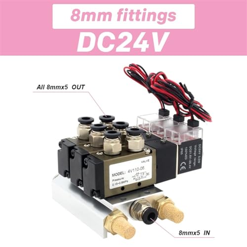 Électrovanne 4V110-06 DC24V collecteur 10 stations et raccords 8mm