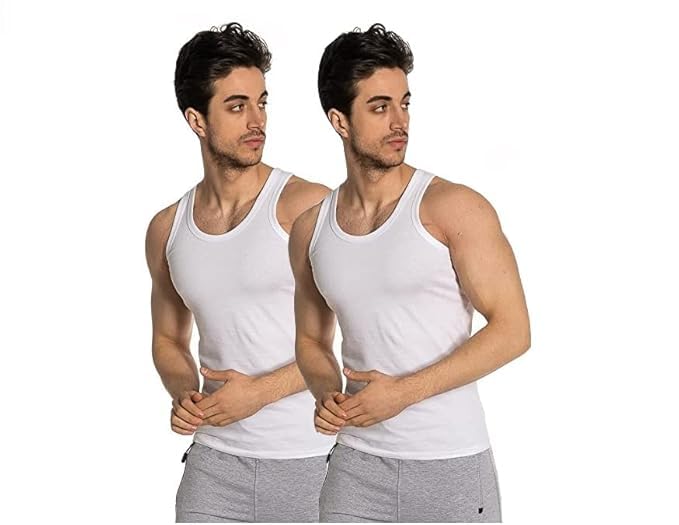 Men's Bamboo Cotton Sleeveless Vest | Made in Turkey by 100% Pure Bamboo Fabric | Natural Sweat Absorbing | White-image-40