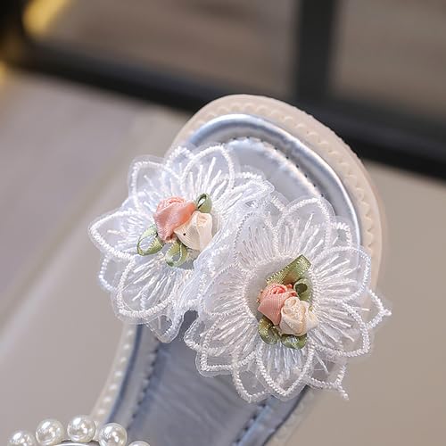 Toddler Girls Sandals Lace Flower Open Toe Flat Shoes Soft Rubber Non-Slip Sandals Summer Baby Flower Girl Shoes3