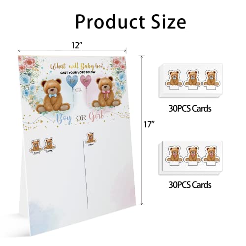 Bear Reveal Games Voting Board with Stand, 60 Bear BOY and Girl Stickers for Party Guests，He or She, Cast Your Vote Guess Game, Gender Reveal Party Centerpiece Decorations by skuhyyg - Used condition - Image 2