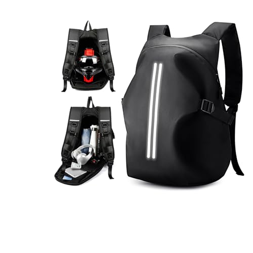 WEPLAN Zaino Moto Impermeabile Zaino per Casco Uomo Zaino da Moto con Portacasco Borsa Porta Casco Moto Cinturino per Casco da Moto,Nero