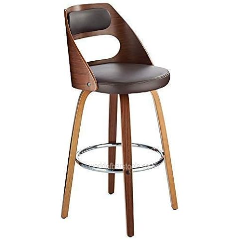 Cecil Walnut Wood Bar Stool Brown Cover