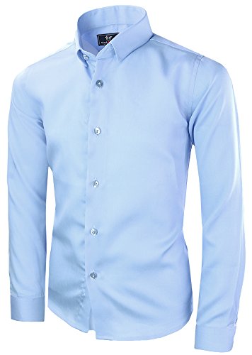 Black n Bianco Signature Boyss Sateen Long Sleeve Dress Shirt (2, Light Blue)