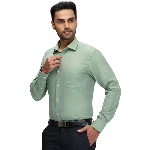 Image of Park Avenue Men's Slim Fit Structure Pattern Cotton Blend Semi Cutaway Collar Full Sleeve Formal Shirt