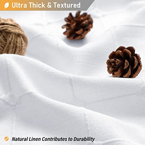 Bttn Boho Farmhouse Shower Curtain, Linen Rustic Heavy Duty Fabric Shower Curtain Set With Tassel, Bohemian Country Ultra Thick Shower Curtain For Bathroom, Wrinkle Free, Water Repellent, White, 72X72 #TOP2