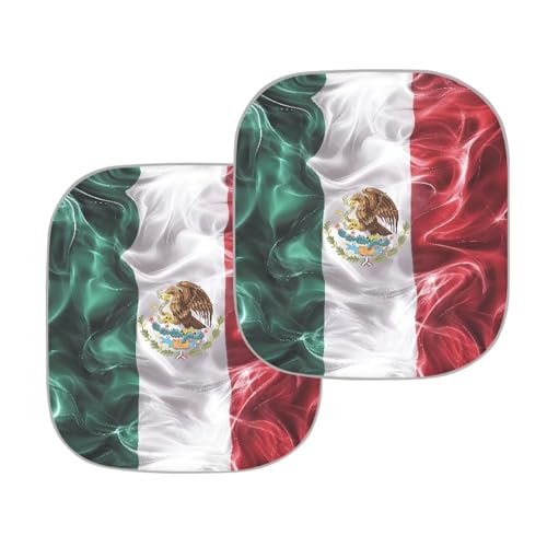 Image of Mexican Flag 2 PCS Car Windshield Sun Shade Foldable Automotive Interior Accessories for Sun Protection Auto Sun Heat and UV Rays Blocker Fit Car Front Window for Trucks SUV Van
