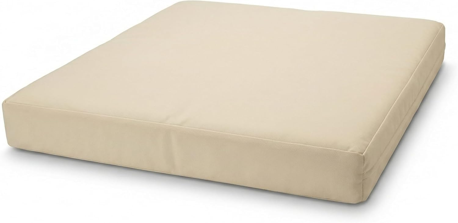 MOTHER LAND Waterproof Seat Pad Indoor & Outdoor Garden Rattan Furniture Foam Pad with Removable Zipper Cover 4cm Thickness (51 x 48 cm / 20" x 19", Craem)
