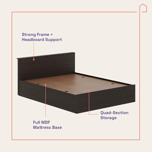 Image of Wakefit Bed | 1 Yr Warranty | Bed Queen Size, Comes with Storage Box, Noise-Free, Density: 680-750 kg /m, Termite & Borer Resistant, Fits Mattresses Up to 8 Inches (Taurus 78 x 60 - Wenge)