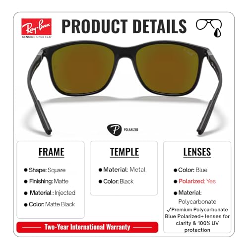 Image of Ray-Ban RB4330CH Chromance POLARIZED Square Shape Sunglasses for Men & Women with Official Eyewear Kit